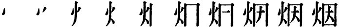 Последовательность написания иероглифа yān 烟